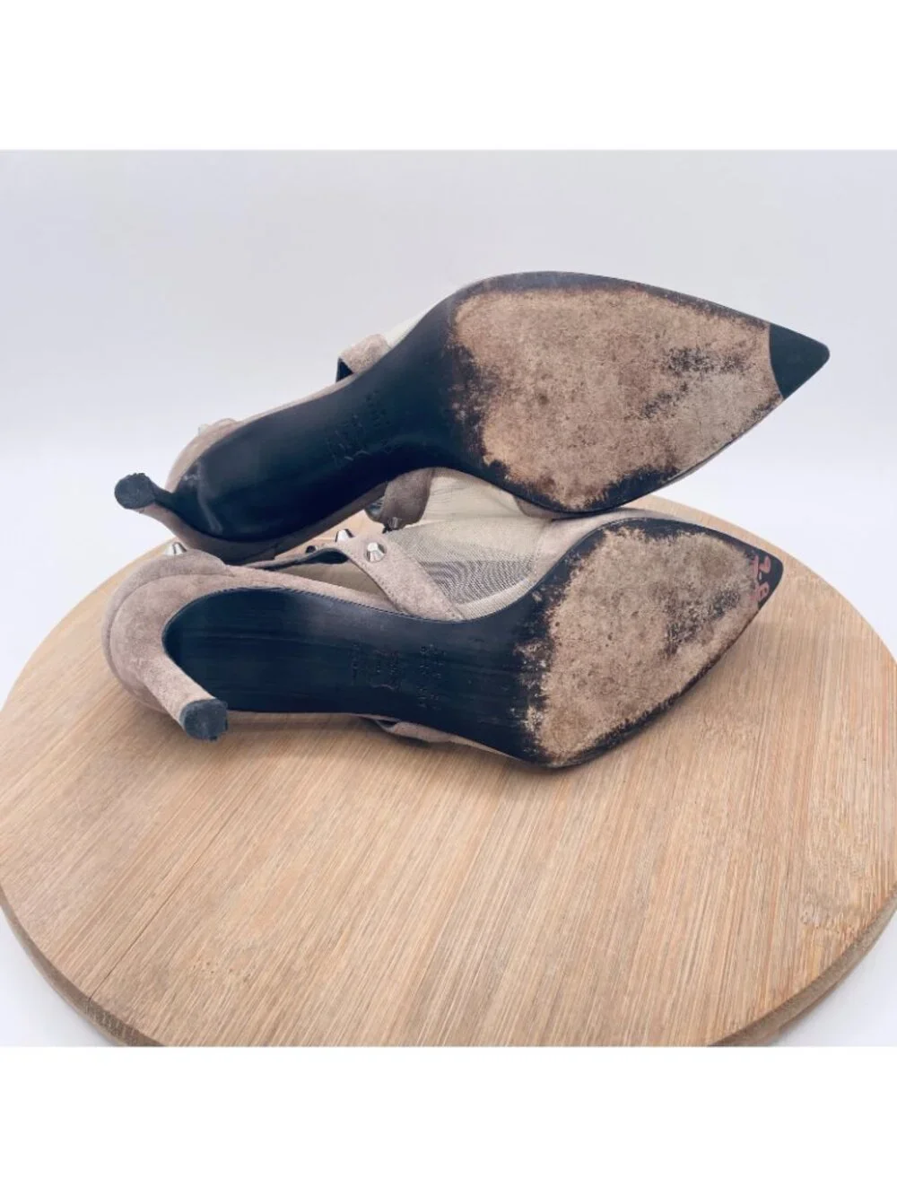 Stuart Weitzman Shoes Womens 7.5 Gray Suede Stiletto Heels Studded Steampunk